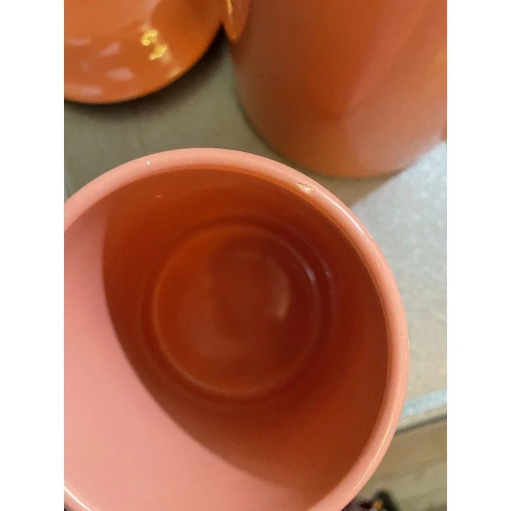 Peach Ceramic Canisters Vintage 1980's MERVYNS Set of Four Made In Japan